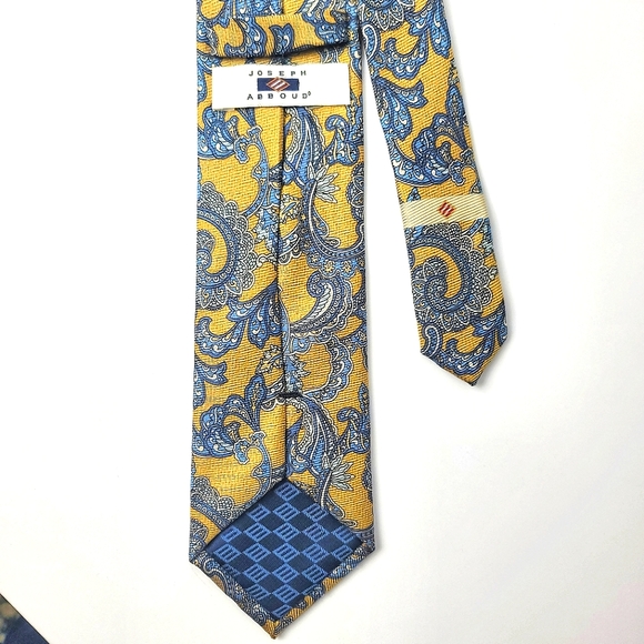 Joseph abboud designer silk classic Paisley gold and blue tie retail $125 - Picture 4 of 4